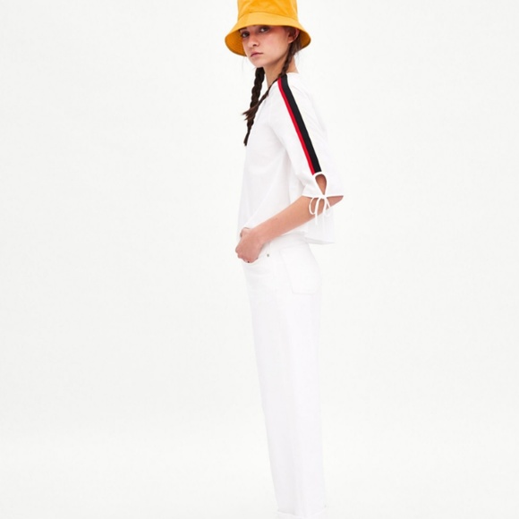 Zara TRF Collection White Top With Stripes L - Picture 2 of 4